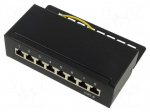 Patch panel | black | Number of ports: 8 | Cat: 6 | RJ45 socket x8