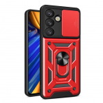 Other goods Hurtel Hybrid Armor Camshield with Camera Cover and Metal Ring for Samsung Galaxy S25 - Red