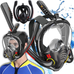Spordiks ja aktiivseks puhkuseks // Spordikaubad ja varustus // Maska do nurkowania snorkelingu pełnotwarzowa czarna - sr256