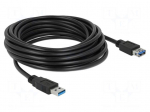 Cable | USB A socket,USB A plug | gold-plated | 5m | black | Cu | 5Gbps