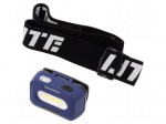 Torch: LED headtorch | 2W | IP54 | 15lm,150lm | L: 70mm | H: 40mm | 6000K