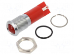 Indicator: LED | prominent | red | &Oslash;14mm | IP67 | Q14 | brass | &Oslash;LED: 10mm