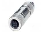 Connector: M12 | plug | PIN: 8 | 30V | straight | IP67 | IDC | Contacts: CuSn