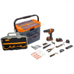 BLACK+DECKER cordless impact drill BCKSB04, 18Volt (orange/black, 2x Li-ion battery 1.5Ah, storage box, 78-piece accessory set)