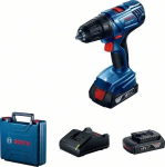 Bosch Powertools GSR 180 LI Professional cordless drill/driver, 18 volts (blue/black, 2x Li-Ion battery 2.0 Ah, case)