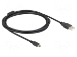 Cable | USB 2.0 | USB A plug,USB B mini plug | 2m | black | 480Mbps