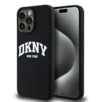 Back panel cover DKNY Apple iPhone 15 Pro Max 6.7 hardcase Liquid Silicone White Printed Logo MagSafe Black