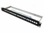 Patch panel | Keystone | Colour: black | Number of ports: 24