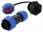 Connector: circular | male + female | PIN: 3 | 5A | IP67 | 500V