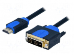 Cable | HDMI 1.3 | DVI-D (18+1) plug,HDMI plug | 5m | blue,black