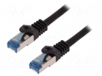 Patch cord | S/FTP | 6a | stranded | Cu | LSZH | black | 50m | 27AWG
