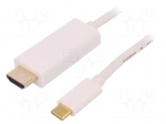 Adapter | USB 3.1 | HDMI plug,USB C plug | 1m | Colour: white
