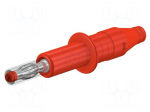 Plug | 4mm banana | 32A | 600V | red | insulated | 2.5mm2 | Mounting: screw