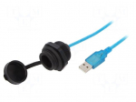 Cable | USB 2.0,with protective cap | USB A socket,USB A plug | 2m