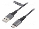 Cable | USB 2.0 | USB A plug,USB C plug | 0.5m | 480Mbps | textile