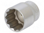 Socket | 12-angles,socket spanner | 32mm | 1/2" | Plating: chromium