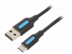 Cable | USB 2.0 | USB A plug,USB C plug | nickel plated | 2m | PVC