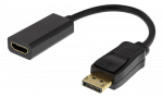 DELTACO DP to HDMI adapter, dual-mode (DP ++), gold-plated, 3840x2160 at 60Hz, 0.2m, black / DP-HDMI43