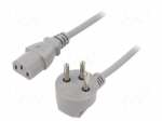 Cable | 3x0.75mm2 | IEC C13 female,IS1-16P (H) plug angled | PVC