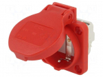 Connector: AC supply | socket | 2P+PE | 250VAC | 16A | red | PIN: 3 | IP54