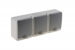 BETA surface socket 3 -gang with grounding and cover grey IP44