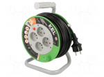 Extension lead | 3x1mm2 | 25m | PVC | black | Sockets no: 4 | reel | 10A