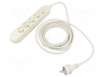 Extension lead | 3x2.5mm2 | 3m | PVC | white | Sockets no: 5 | 16A | PRO