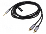 Cable | Jack 3.5mm 3pin plug,RCA plug x2 | 8m | black | &Oslash;cable: 3.5mm