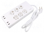 Plug socket strip: protective | Sockets: 6 | 230VAC | 10A | white | IP20