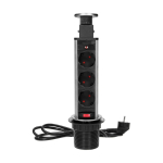 Uued tooted // Gniazdo meblowe ?6cm wysuwane z blatu z blokadą i przewodem 1,8m, 3x2P+Z (Schuko), INOX