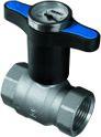 Ball valve with T-handle and thermometer, blue 1"