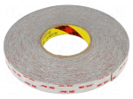 Tape: fixing | W: 19mm | L: 20m | Thk: 1.1mm | acrylic | grey