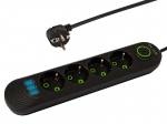Elektrimaterjalid // Elektri laiendid, Pikendusjuhtmete, hajutuste ja UK ja USA adapterite komplekt // 98-220# Przedłużacz sieciowy ps-430 4-gniazda 3xusb 3m czarny 3x1mm