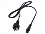 Cable | 3x0.75mm2 | CEE 7/7 (E/F) plug,IEC C5 female | PVC | 1.5m