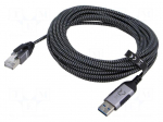 Cable | slim,USB 3.0 | RJ45 plug,USB A plug | nickel plated | 10m