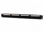 Patch panel | black | Number of ports: 24 | 19" | Cat: 6 | rack 19" | RACK