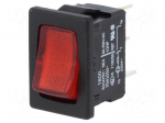 ROCKER | SPST | Pos: 2 | ON-OFF | 10A/250VAC | red | IP40 | LED | 100m&Omega;
