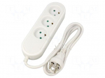 Extension lead | 3G1mm2 | 1.5m | PVC | white | Sockets no: 3