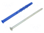 Plastic anchor | with screw | 8x120 | zinc-plated steel | FF1 | 50pcs.