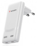 Verbatim 32355 Fold 'n' Go GaN Charger 65W 2-Port, USB-C, EU Plug, White