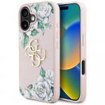Case Guess Grained Roses Big 4G logo for iPhone 16 / pink