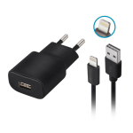 Mobiiltelefonid ja tarvikud // USB seinalaadijad // Forever ładowarka sieciowa tc-01 1x usb 2a czarna + kabel lightning