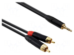 Cable | Jack 3.5mm plug,RCA plug x2 | 0.5m | black | PVC