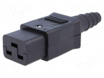 Connector: AC supply | plug | female | 16A | 250VAC | IEC 60320 | C19 (J)