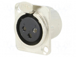 Socket | XLR | female | PIN: 3 | soldering | gold-plated | silver | metal