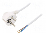 Cable | SCHUKO plug,CEE 7/7 (E/F) plug angled,wires | 3m | white