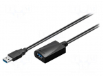 Cable | USB 3.0 | USB A socket,USB A plug | 5m | black | 5Gbps