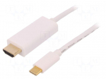 Adapter | USB 3.1 | HDMI plug,USB C plug | 2m | Colour: white