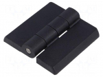 Hinge | Width: 50mm | polyamide | black | H: 50mm | with assembly stem