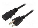 Cable | 3x0.75mm2 | IEC C13 female,JIS 8303 plug | PVC | 2m | black | 7A